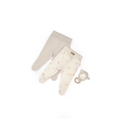 GOTS Sertifikalı, Organik, Unisex, Kuzu Desenli Patikli Tek Alt, 0-6 Ay