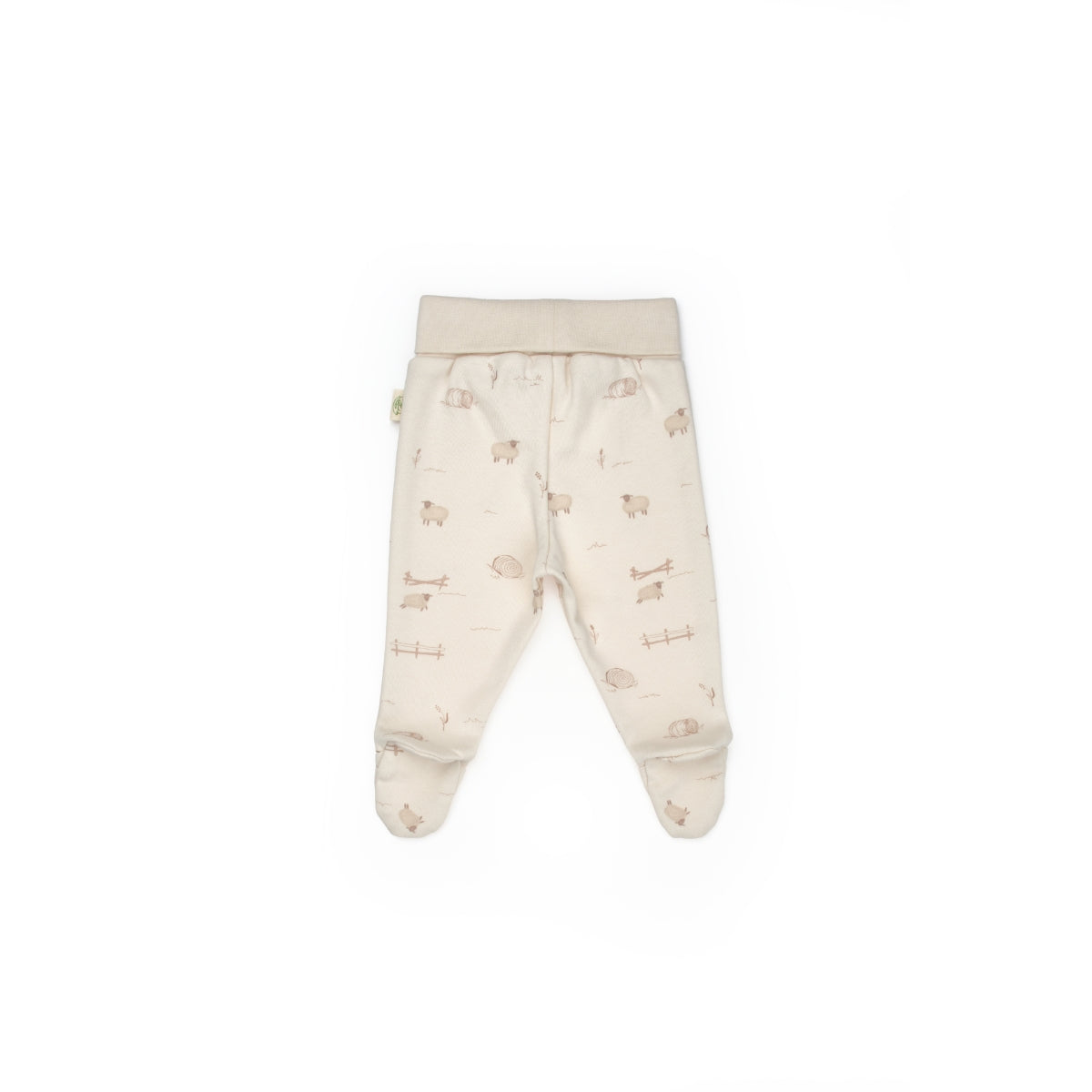 GOTS Sertifikalı, Organik, Unisex, Kuzu Desenli Patikli Tek Alt, 0-6 Ay