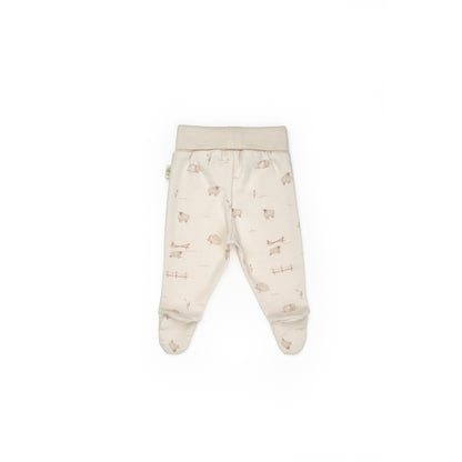 GOTS Sertifikalı, Organik, Unisex, Kuzu Desenli Patikli Tek Alt, 0-6 Ay