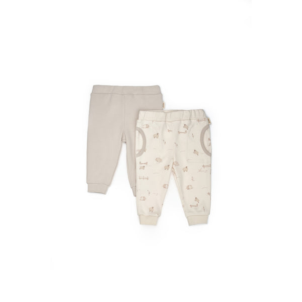 GOTS, Organik, Kuzu Desenli, Unisex, 2'li Patiksiz Tek Alt, 3-24 Ay