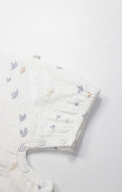 GOTS,Organik Müslin, Unisex Bebek Tulum, Yenidoğan, 0-9 Ay