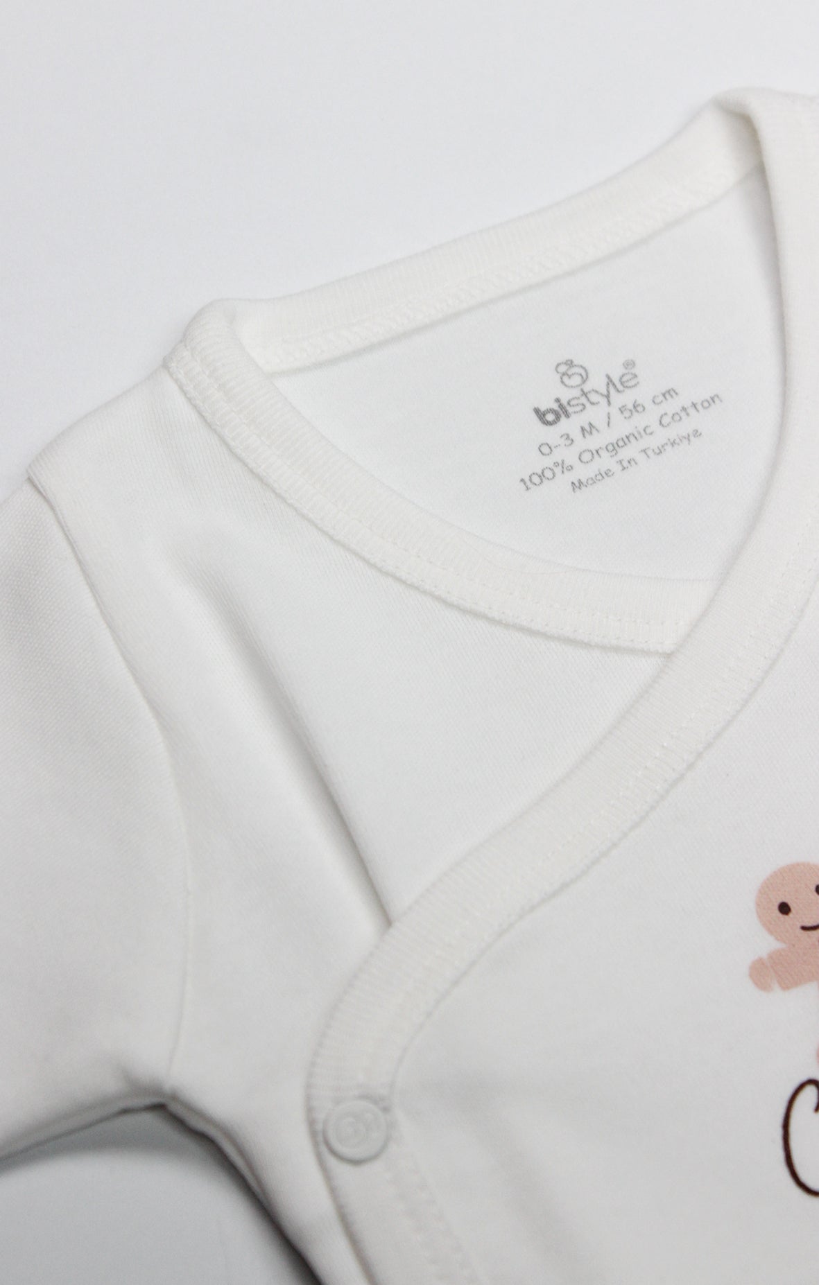 GOTS Sertifikalı Organik Pamuk Kruvaze Body, 0–6 Ay