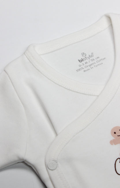 GOTS Sertifikalı Organik Pamuk Kruvaze Body, 0–6 Ay