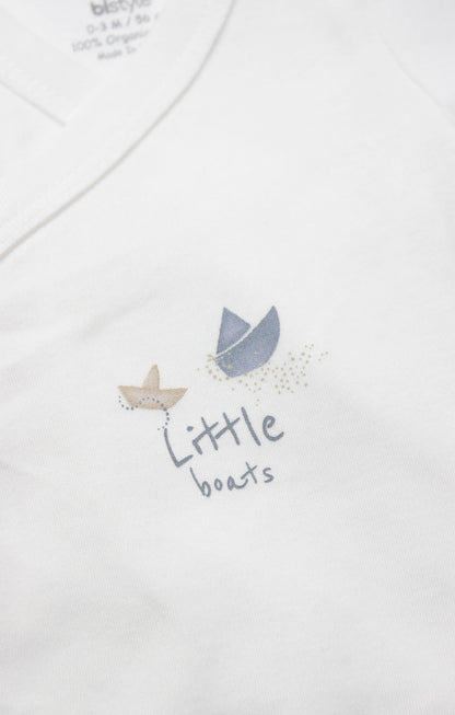 GOTS, Organik Pamuk, Kısa Kollu Kruvaze Body, Yenidoğan,0-6 Ay