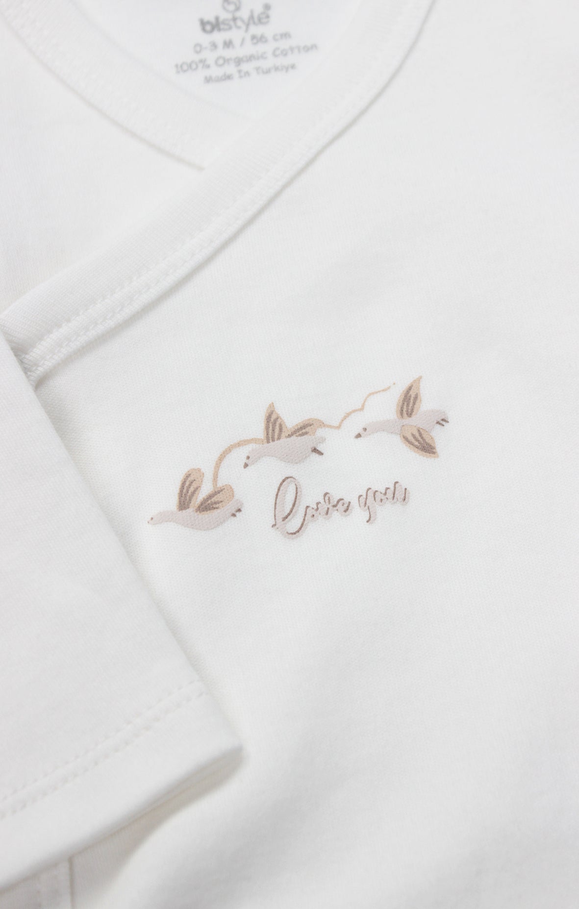 GOTS, Organik Pamuk, Kruvaze Kollu Body, Yenidoğan, 0-6 Ay