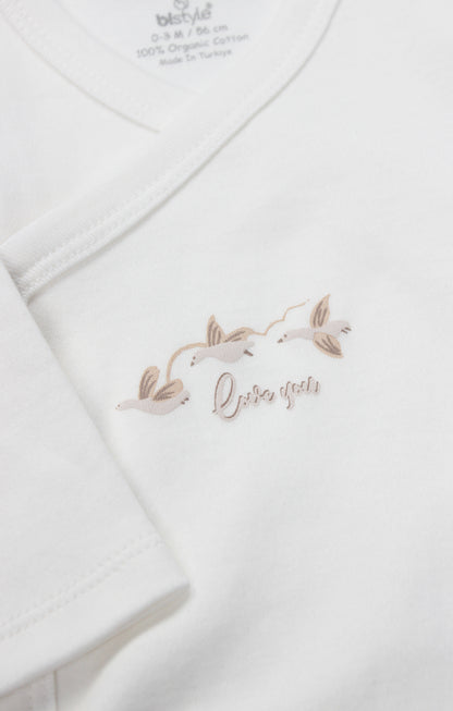 GOTS, Organik Pamuk, Kruvaze Kollu Body, Yenidoğan, 0-6 Ay