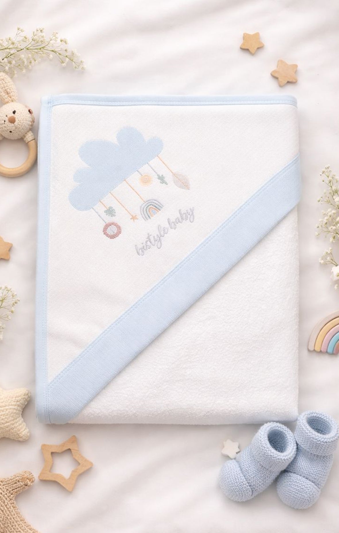 GOTS, Organik Pamuk, Bebek, Yenidoğan Kapüşonlu Havlu, 80*90