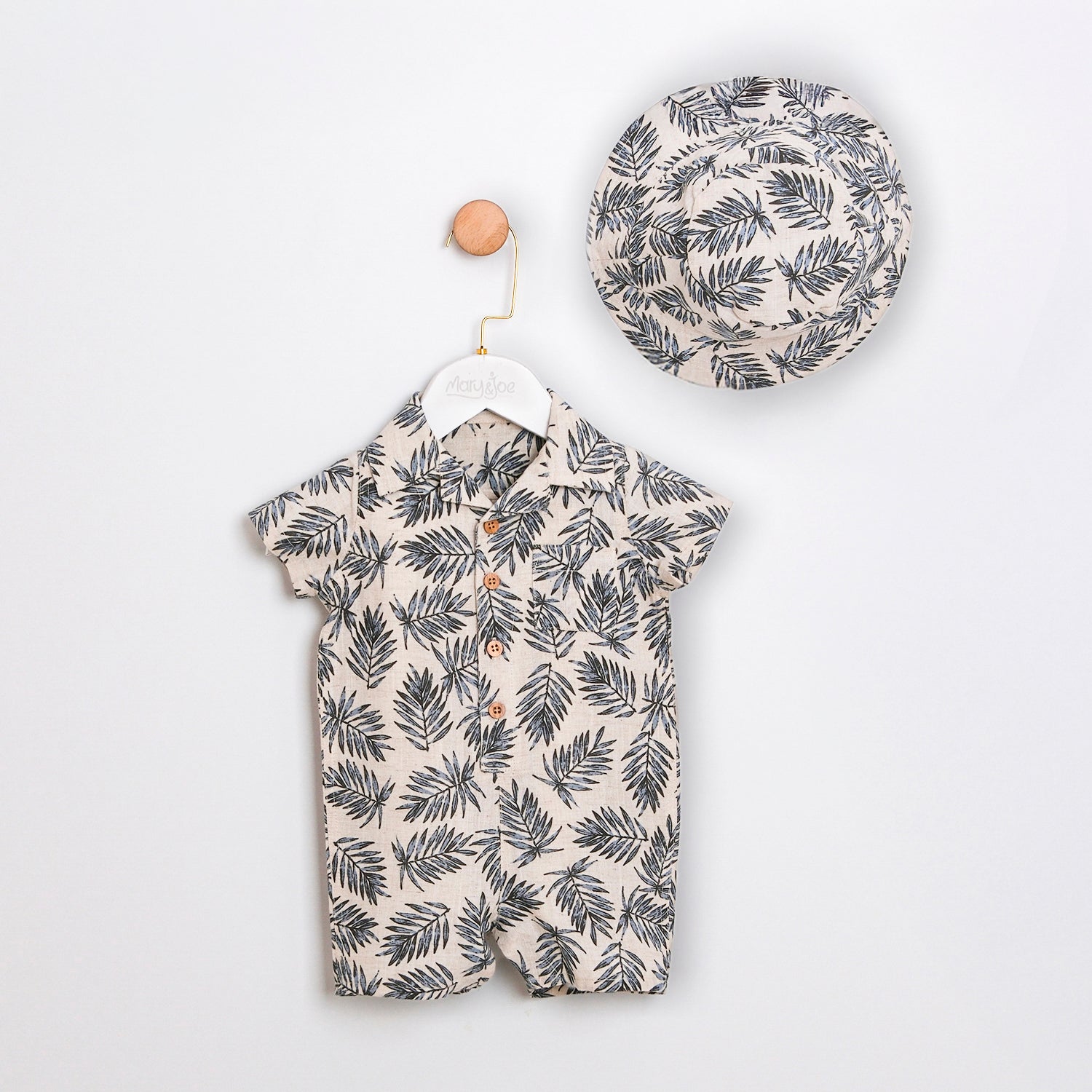 2-Piece Summer Set, Patterned Hat + Romper, 3–18 Months
