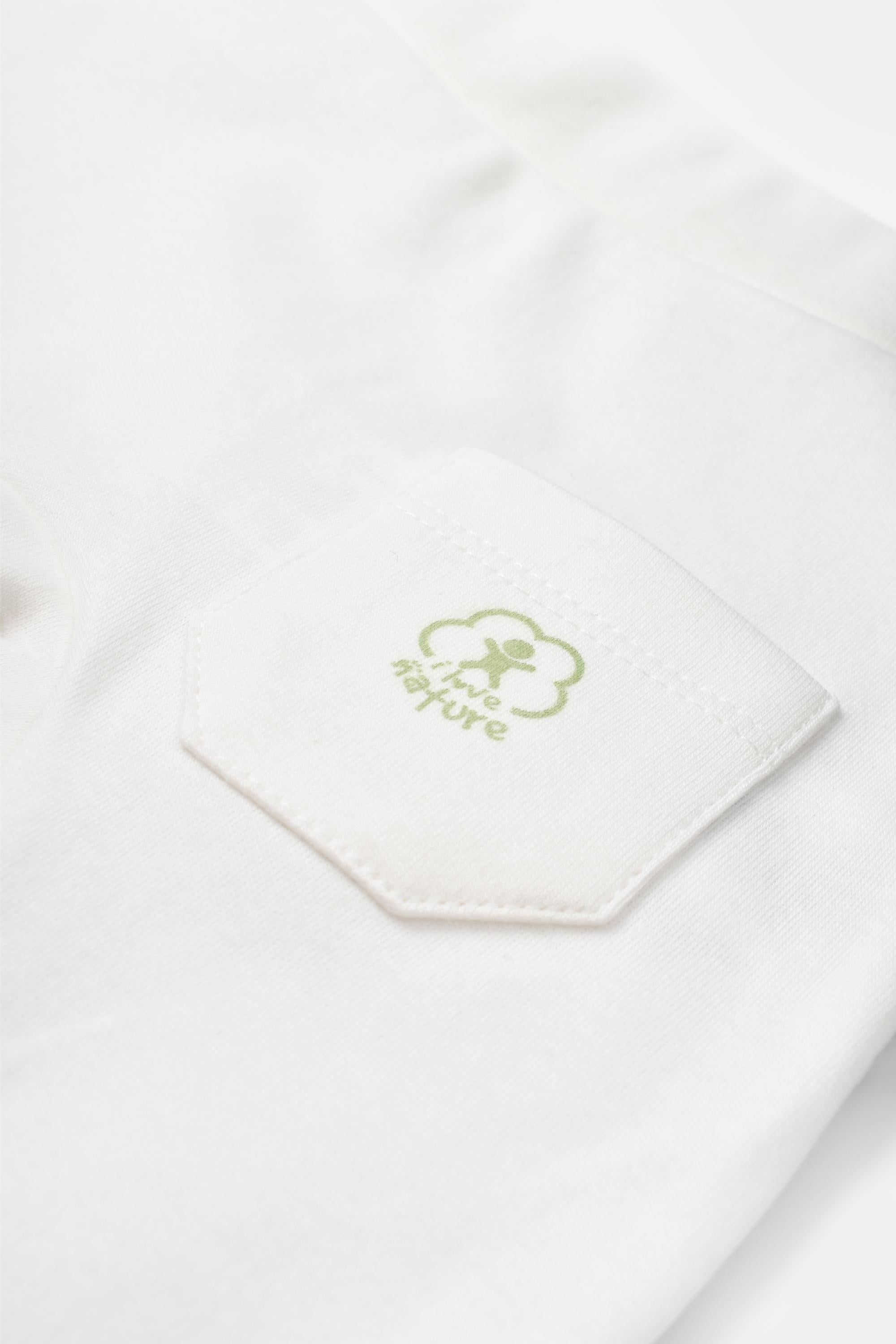 GOTS sertifikalı, organik pamuklu Basic Nature desenli unisex bebek patiksiz tek alt – 0-12 ay arası bebekler için rahat ve nefes alabilir kumaş.
