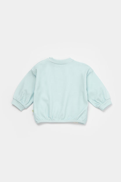 GOTS sertifikalı, organik pamuklu unisex bebek sweatshirt – 6-36 ay arası kullanım için uygun, yumuşak dokulu ve rahat kalıplı. sevimli denizatı desenli