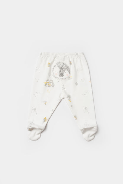 GOTS sertifikalı, organik pamuklu Penguin Club temalı unisex patikli tek alt – 0-12 ay arası bebekler için yumuşak, rahat ve doğal kumaşlı.