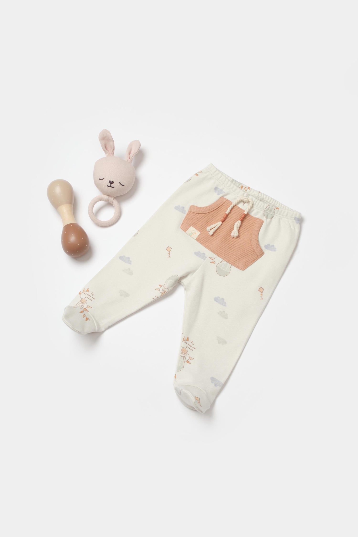 GOTS Sertifikalı, Organik, Teach Me, Unisex, Patikli Tek Alt, 0-12 ay