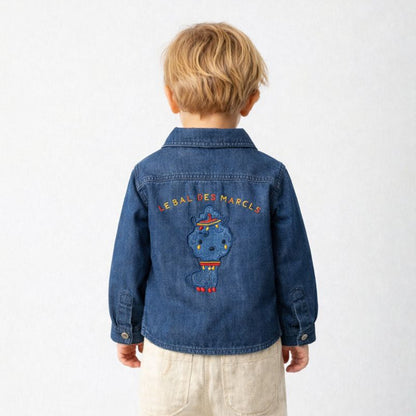 %100 Pamuk, Unisex, Nakışlı Kot Gömlek, 1-4 Yaş