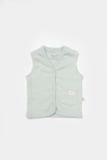 Organik modal kumaştan üretilmiş Nature Relax temalı unisex bebek yeleği – 6-36 ay arası kullanım için uygundur, yumuşak, hafif ve konforludur.