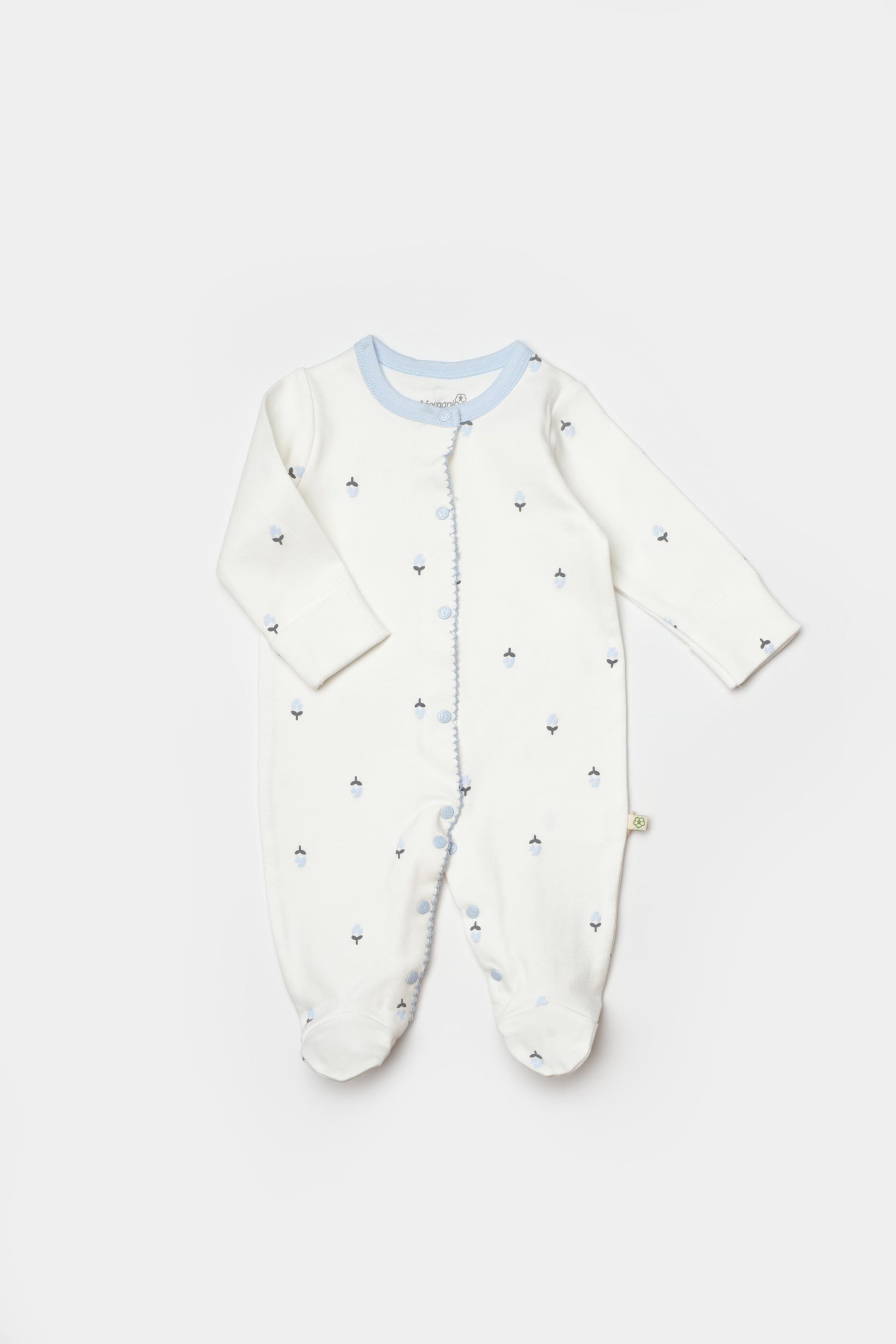 GOTS sertifikalı, organik pamuklu, love floral desenli unisex 4’lü yenidoğan takımı – 0-3 ay bebekler için tulum