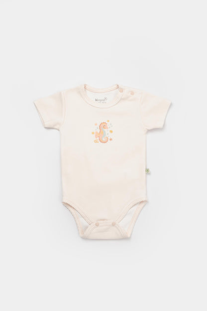 GOTS sertifikalı, organik pamuklu Save the Seahorse temalı unisex body