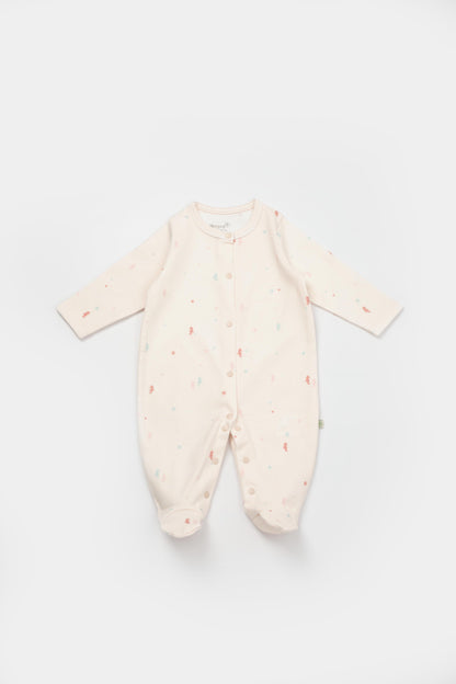 GOTS sertifikalı, organik pamuklu Save the Seahorse temalı unisex 10’lu hastane çıkışı takımı – tulum,