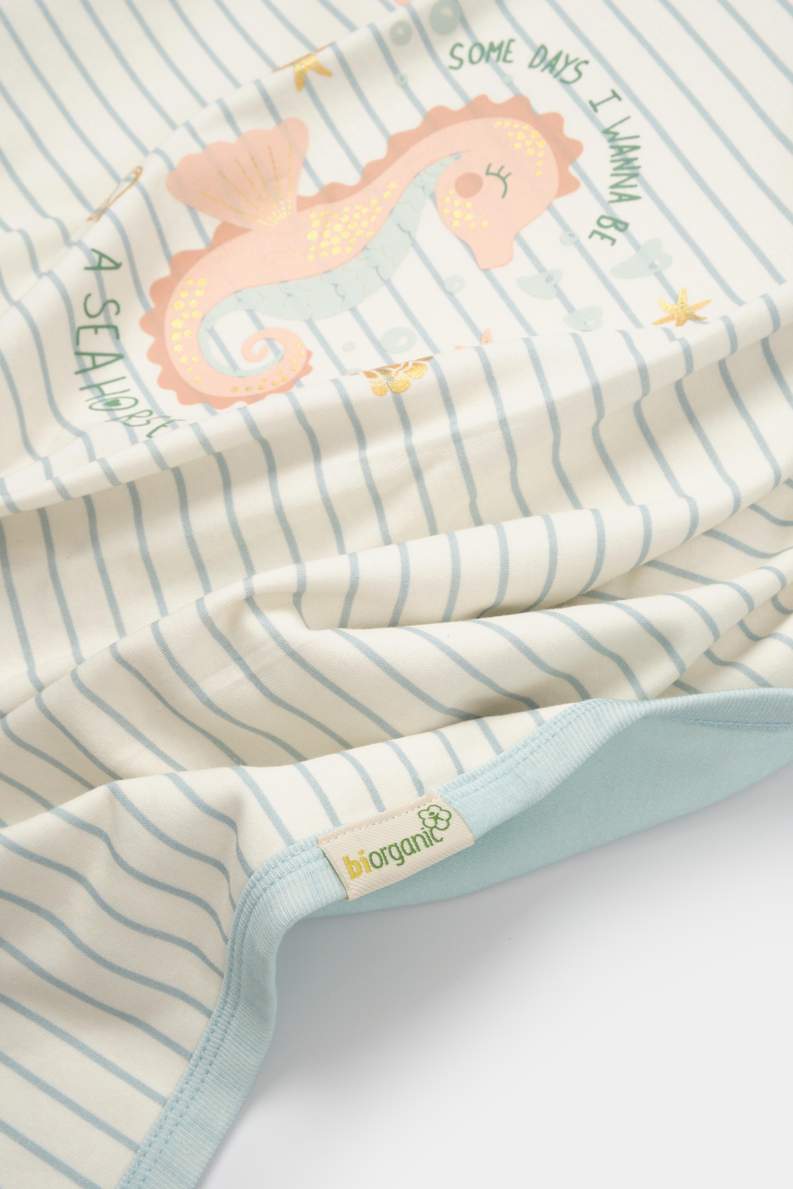 GOTS sertifikalı, organik pamuklu Save the Seahorse temalı unisex 
 tulum,