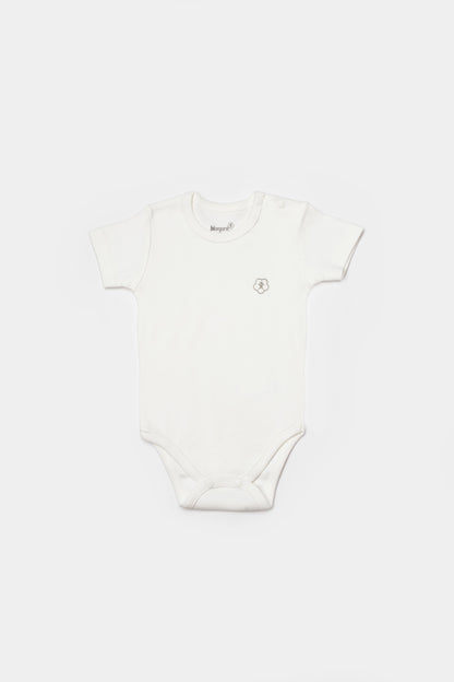 GOTS sertifikalı, organik pamuklu unisex bebek body–  ekru renkli yumuşacık