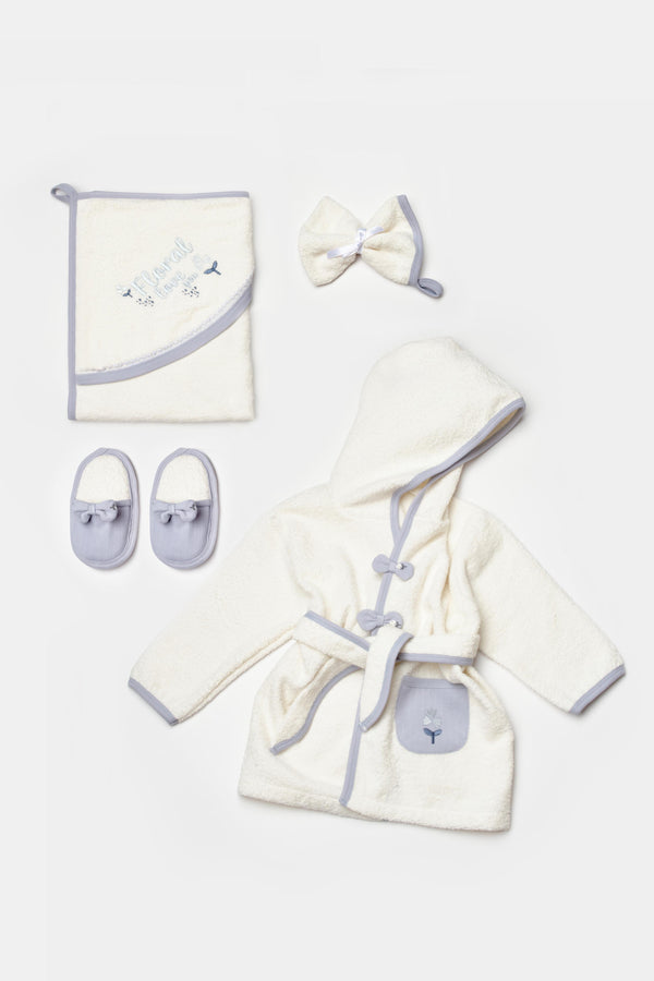 GOTS Sertifikalı, Organik, Unisex, Love Floral Yenidoğan Bornoz Takımı