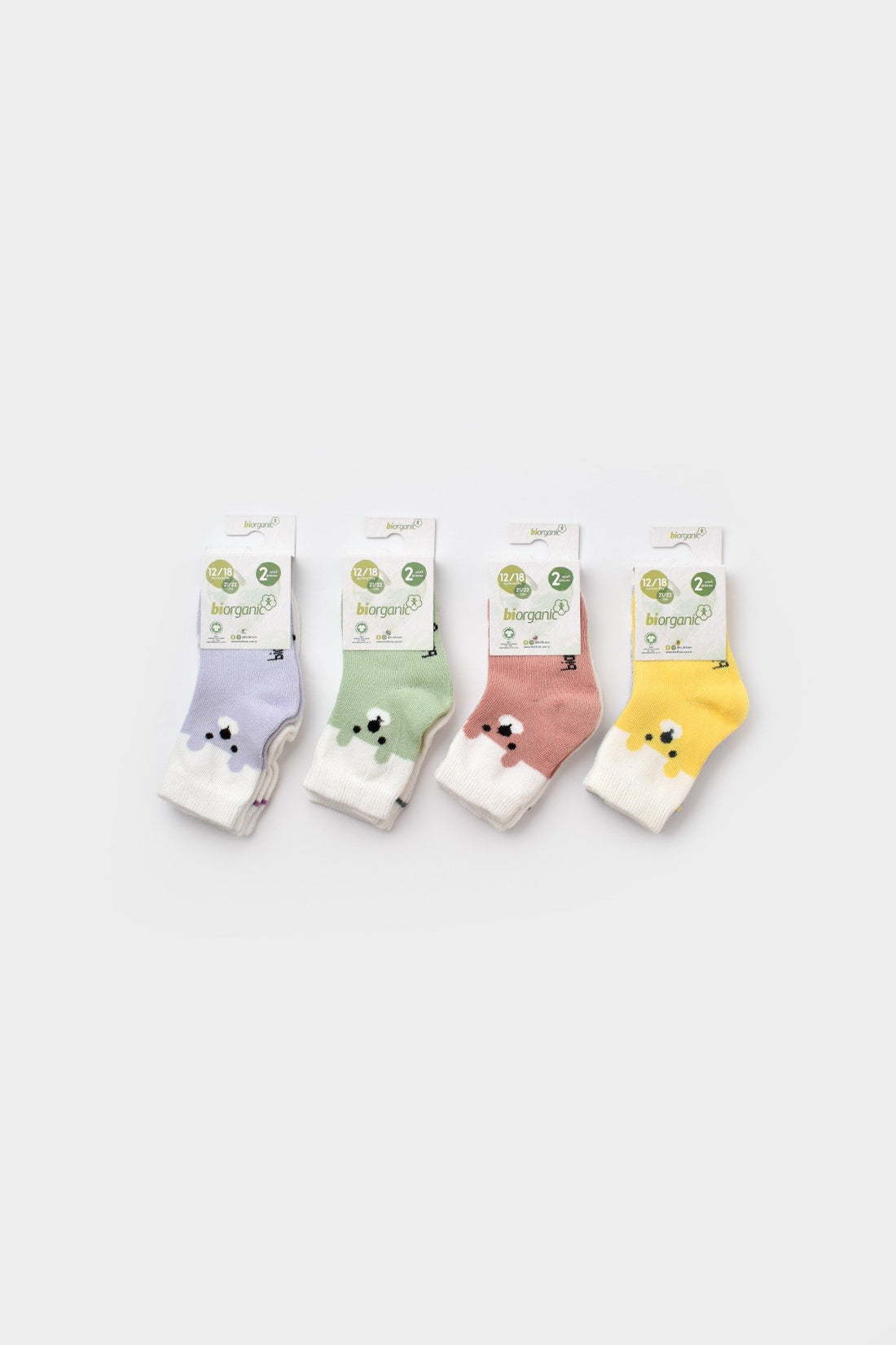 GOTS Sertifikalı 2’lİ Organik, Happy Bear, Unisex, 0-6 Ay, Bebek Çorap