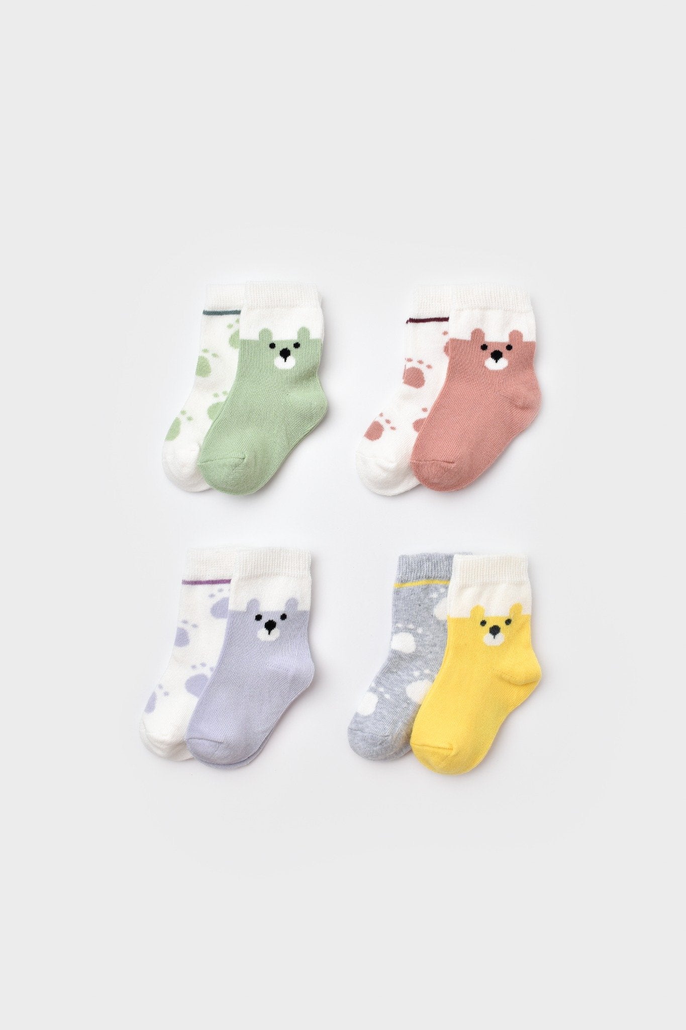 GOTS Sertifikalı 2’lİ Organik, Mutlu Ayıcık, Unisex, 0-6 Ay, Bebek Çorap