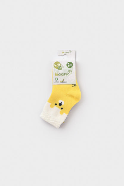 GOTS Sertifikalı 2’lİ Organik, Happy Bear, Unisex, 0-6 Ay, Bebek Çorap