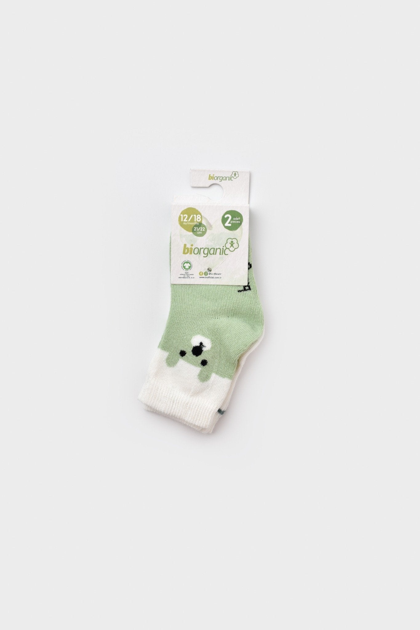 GOTS Sertifikalı 2’lİ Organik, Mutlu Ayıcık, Unisex, 0-6 Ay, Bebek Çorap