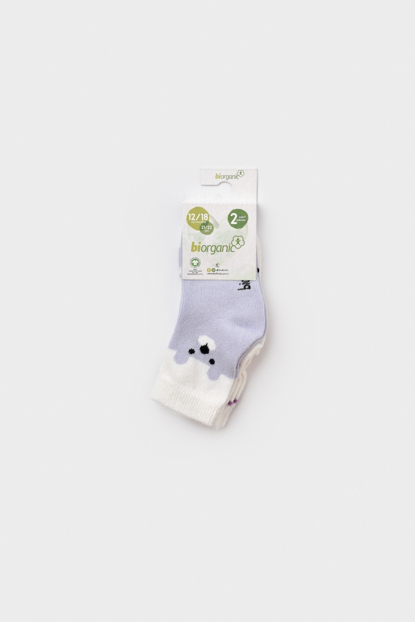 GOTS Sertifikalı 2’lİ Organik, Mutlu Ayıcık, Unisex, 0-6 Ay, Bebek Çorap