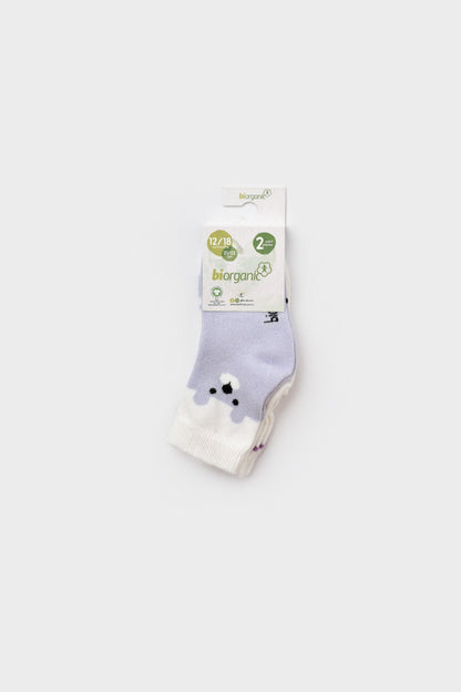 GOTS Sertifikalı 2’lİ Organik, Happy Bear, Unisex, 0-6 Ay, Bebek Çorap