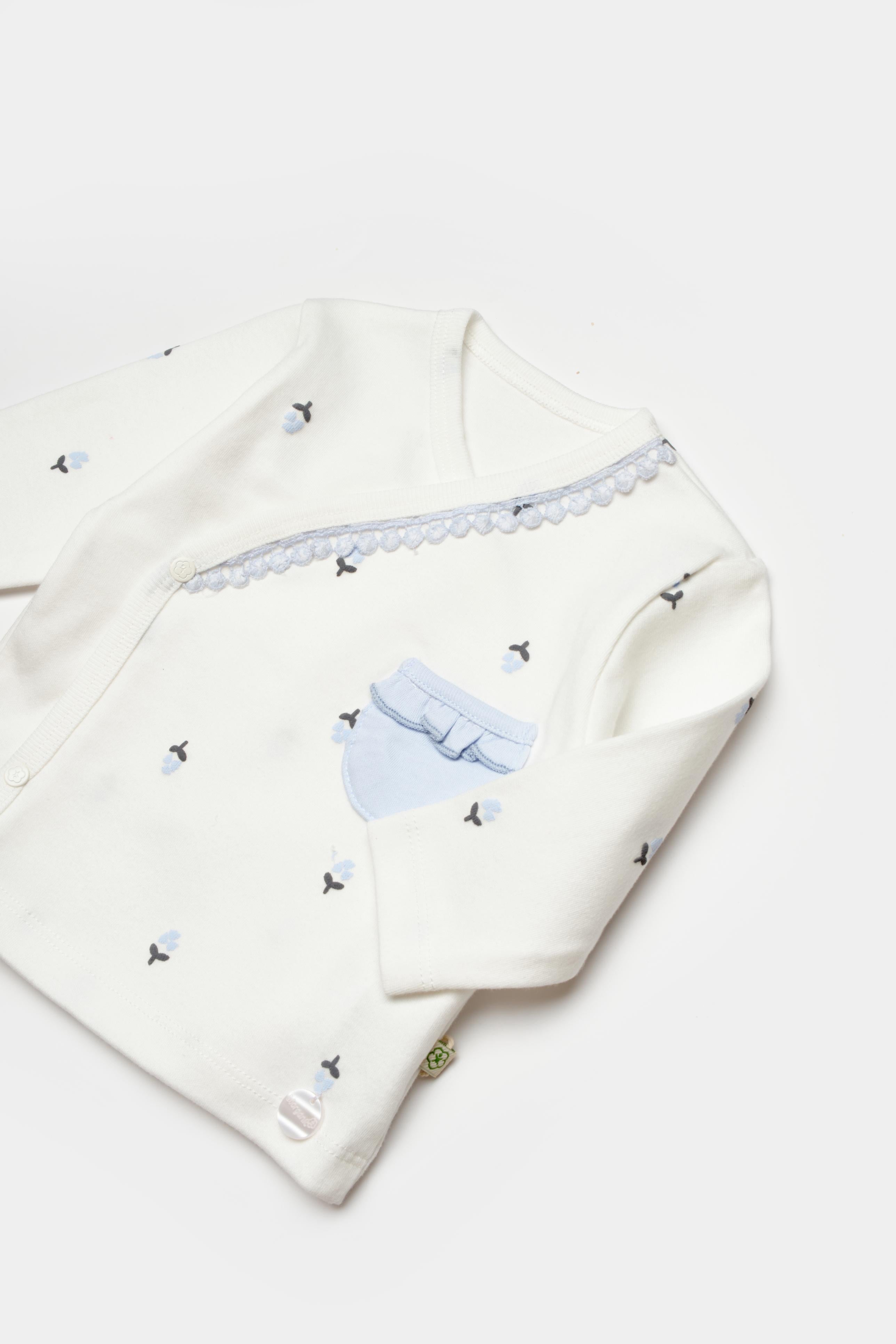 GOTS sertifikalı, organik pamuklu, love floral desenli kız bebek  0-6 ay arası için body