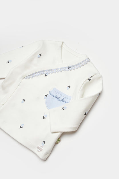 GOTS sertifikalı, organik pamuklu, love floral desenli kız bebek  0-6 ay arası için body