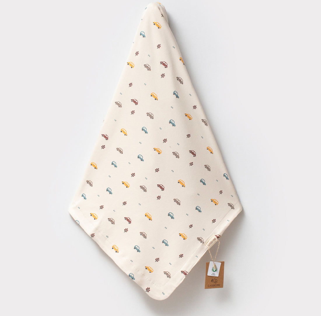 GOTS Certified, OEKA-TEX Certified, Organic, Car Patterned Baby Boy Blanket