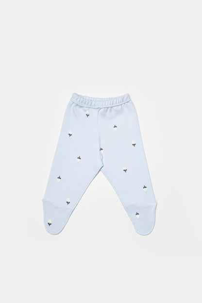 GOTS sertifikalı, organik pamuklu Love Floral temalı prematüre unisex pantalon içerir. Yenidoğanlar için yumuşak ve doğal dokulu.