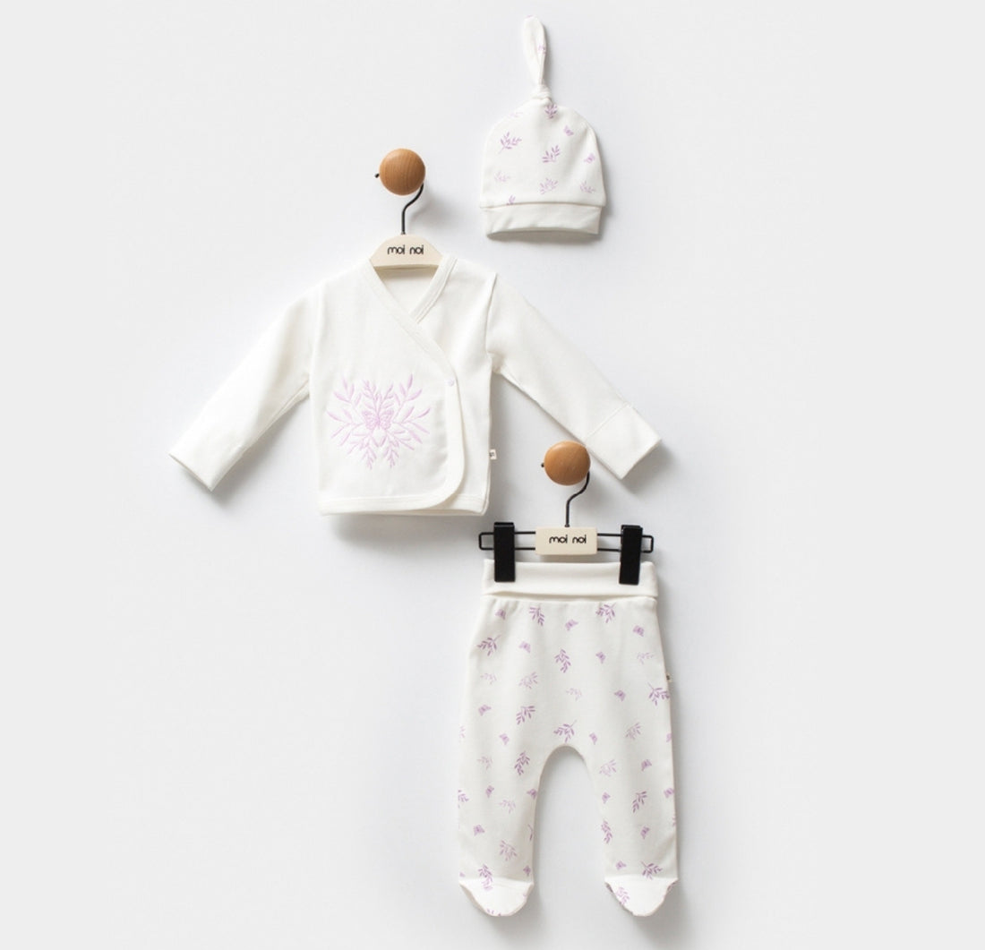 OEKO-TEX Certified, Organic Butterfly Bodysuit 0-6 Months 3-Piece Set