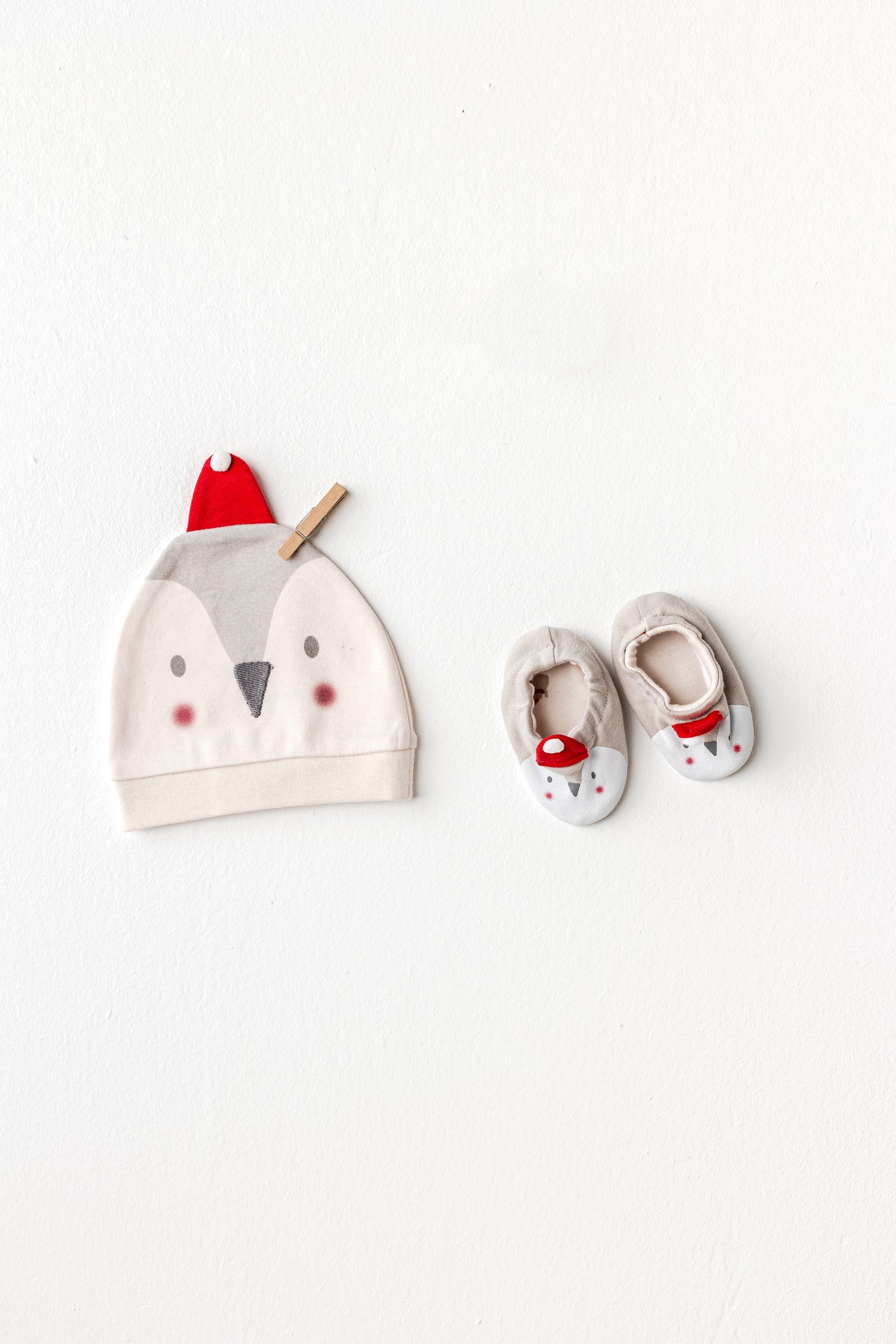 %100 Pamuk, Unisex, Penguen Bebek Şapka Patik Takımı 0-3 Ay