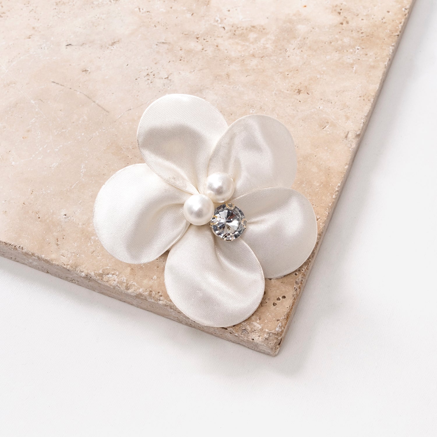 Beaded and Rhinestone Satin Hair Clip