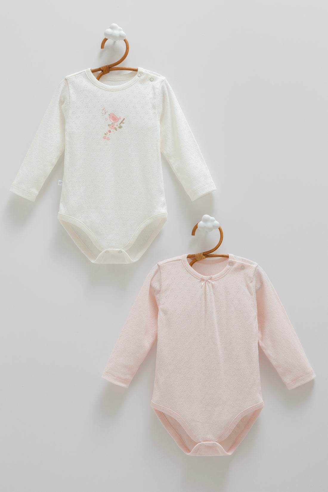 OEKO-TEX, % 100 Pamuk, Jakarlı 2’li Kız Bebek Body,9–24 Ay