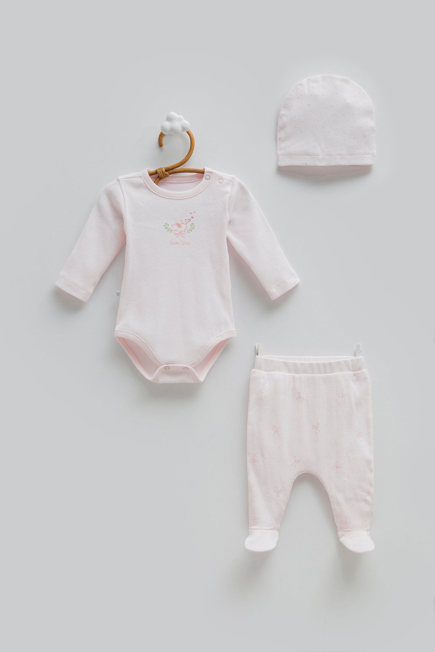 OEKO-TEX, %100 Pamuk 3’lü Kız Bebek Takımı, Yenidoğan, 0-9 Ay