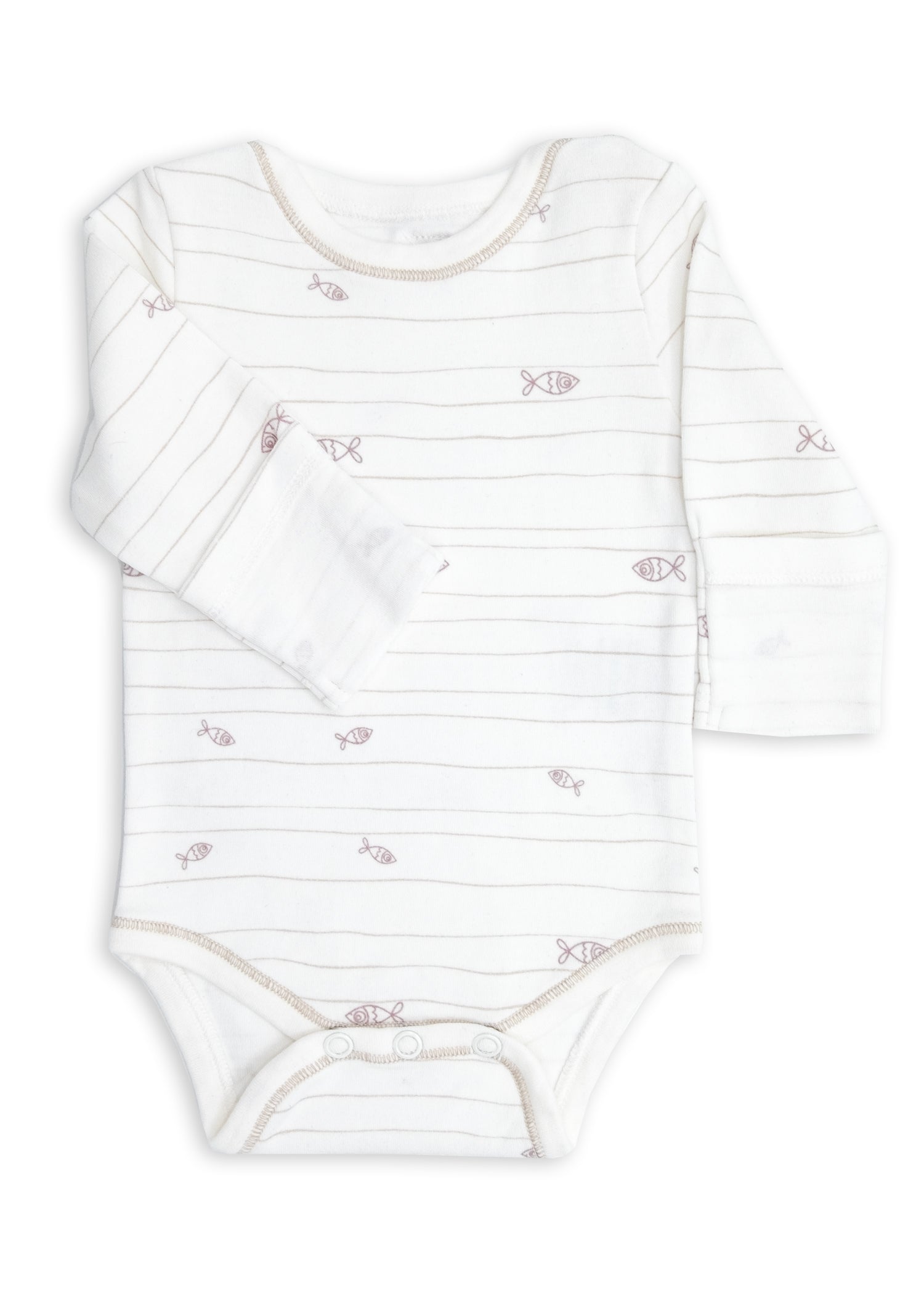 GOTS Certified, Organic, Clean and Safe Sterile Unisex Fish Patterned Baby Bodysuit