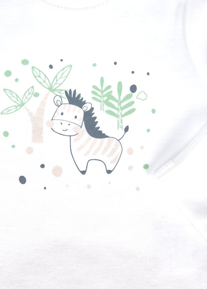 GOTS Sertifikalı, Organik, Temiz ve Güvenli Steril Unisex Zebra Desenli Bebek Body