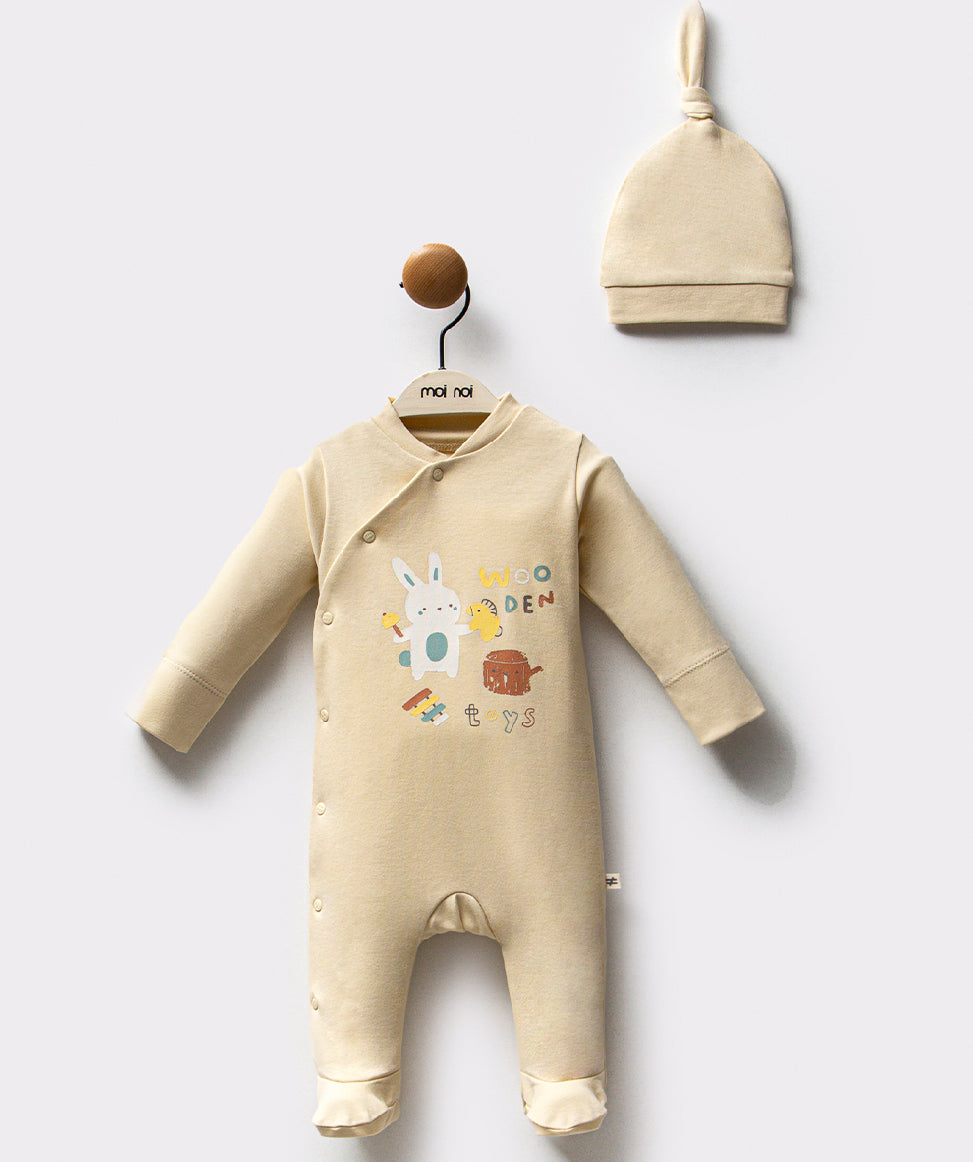 OEKO-TEX Certified, Organic Baby Boy Romper and Hat, 2-Piece Set, 0-6 Months