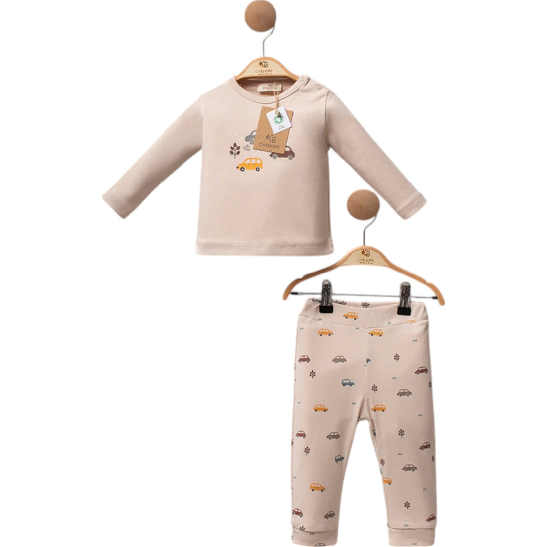 GOTS Sertifikalı, Organik, Araba Desenli, Erkek Bebek, 2&