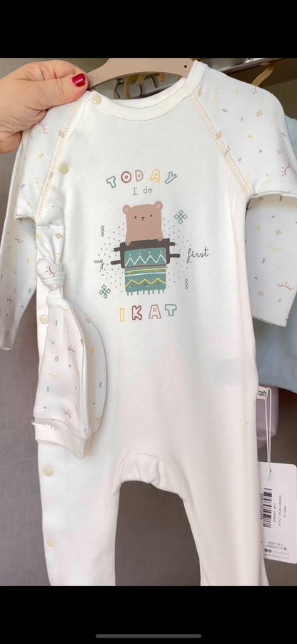 OEKO-TEX Certified, Organic Baby Boy Romper and Hat, 2-Piece Set, 0-6 Months