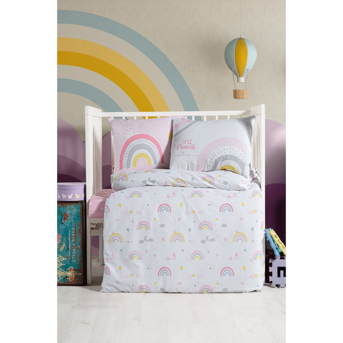 OEKO-TEX Sertifikalı, %100 Pamuk, Unisex,Gökkuşağı  Park Yatak Nevresim Takımı