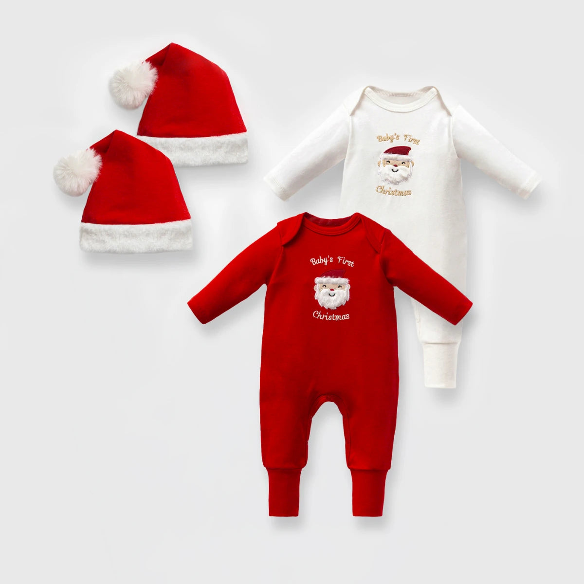 %100 Pamuk Unisex Bebek Yılbaşı Tulum ve Şapka Takımı, 0-9 Ay