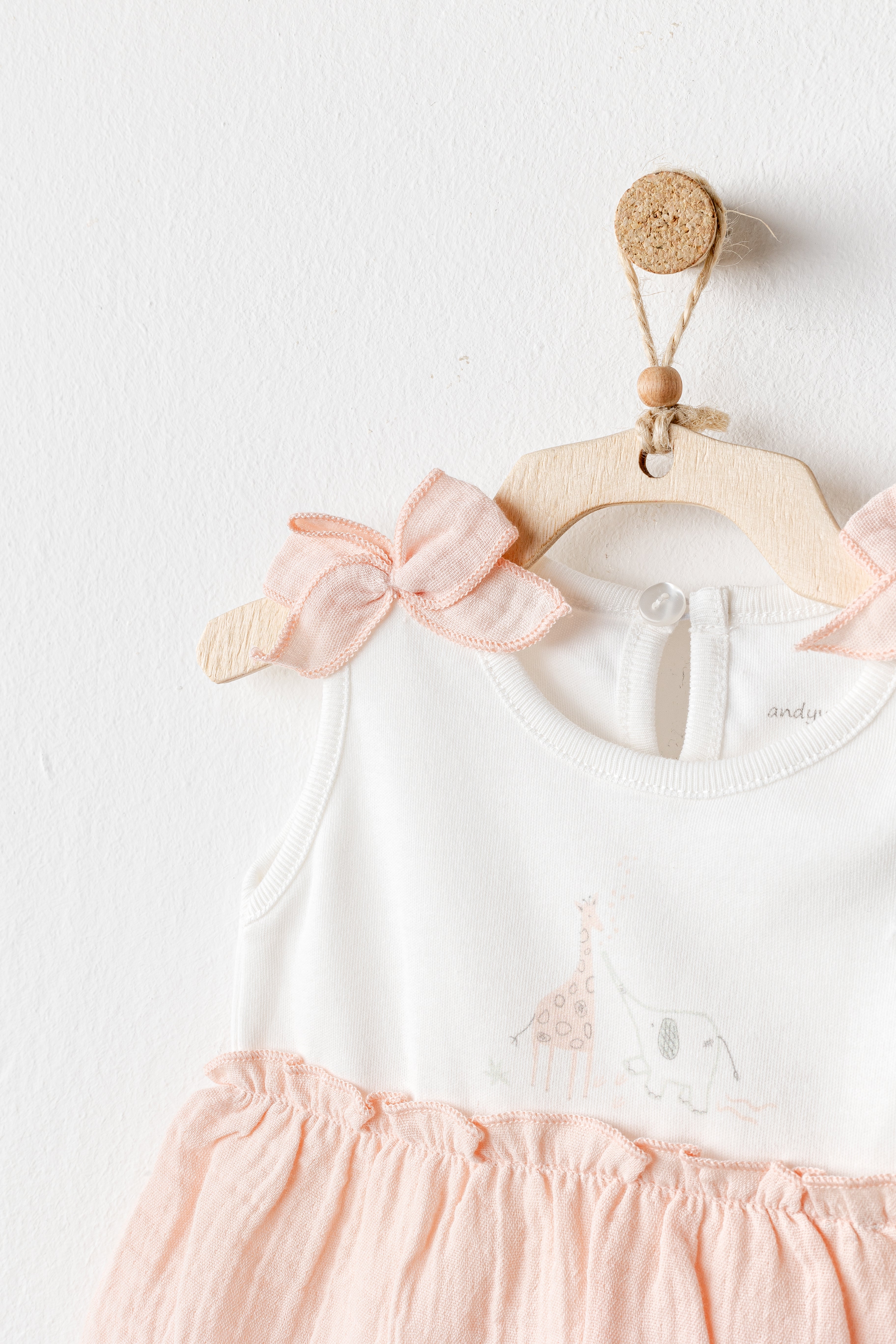 %100 Pamuk, Bandana ve Kız Bebek Elbisesi , 1-18 Ay