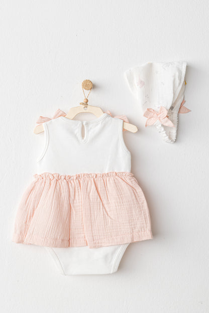 %100 Pamuk, Bandana ve Kız Bebek Elbisesi , 1-18 Ay
