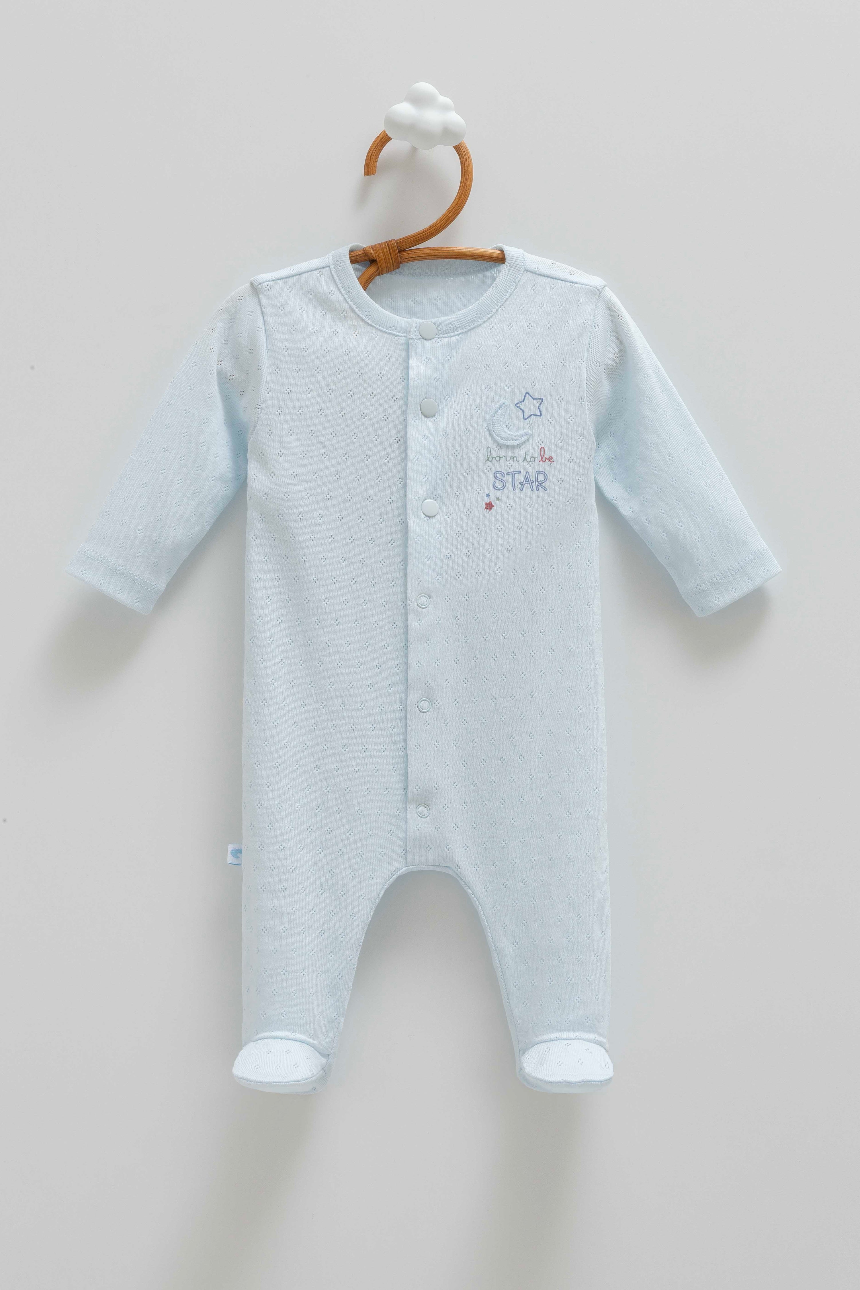 OEKO-TEX, %100 Pamuk Jakarlı Erkek Bebek Tulum, 0-6 Ay