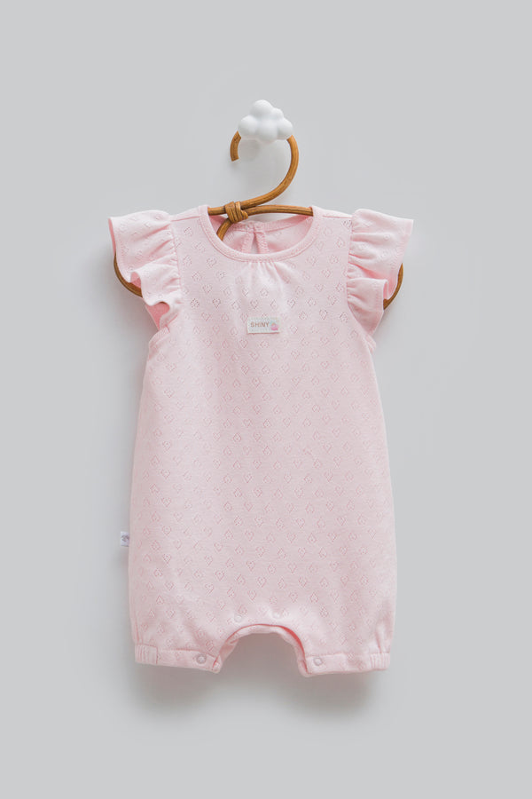 OEKO-TEX, 100% Cotton Jacquard Baby Girl Jumpsuit, Newborn, 0-9 Months